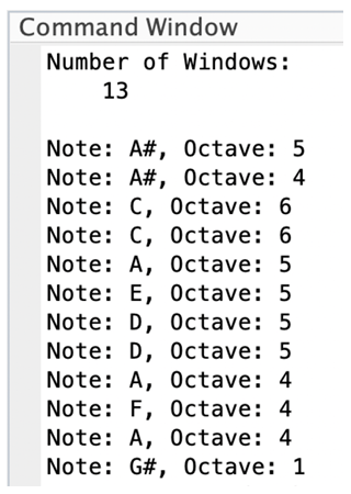 Audio note parsing results
